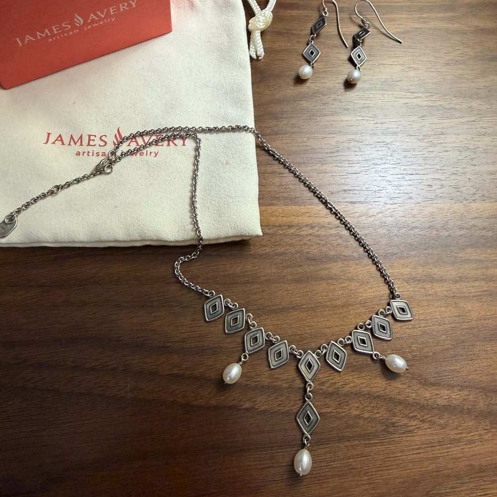 James Avery Silver Necklace with Pearl Accents